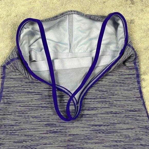 Lululemon Power Y Racerback Tank Top Purple Stripe Fitted Yoga Athletic Sz 6 - Picture 9 of 10